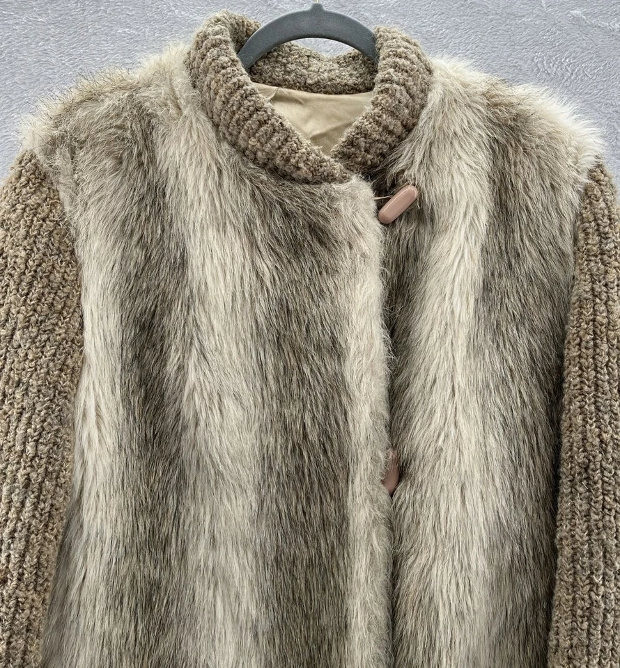 Chaqueta De Colección DEsprit Para Mujer Talla L Imitación Piel Imitación Cuero Polar Palanca Botones Beige Foto 2 de 4