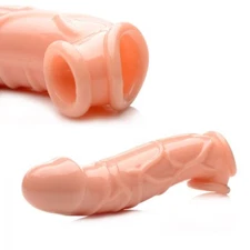 2" Realistic Penis Extender Extension Sleeve Sheath Male Cock Enhancer Enlarger 