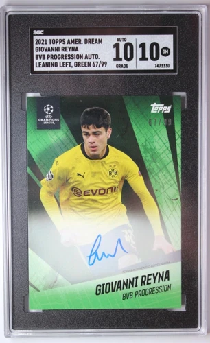 2021 Topps American Dream Giovanni Reyna Green Autograph BVB AUTO /99 SGC 10/10