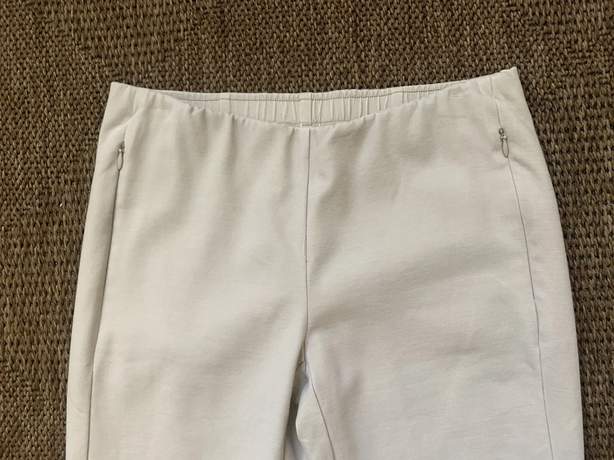 J.JILL NEW! ESSENTIAL COTTON STRETCH Lt Beige Stretch Pants w/ Zip Pockets  4 Pet