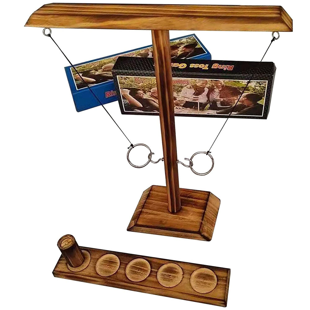 Wooden Hook and Ring Toss Battle Game Table Top Toss For Adults