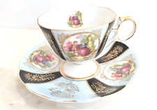 Vintage Royal Sealy Hand Decorated Tea Coffee Cup & Saucer Bone China