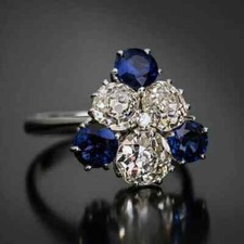2Ct Round Cut Simulated Sapphire Women's Engagement Ring 14K White Gold Plated