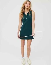 NWT OFFLINE By Aerie Courtside Polo Mini Dress size XL Deep Forest Green