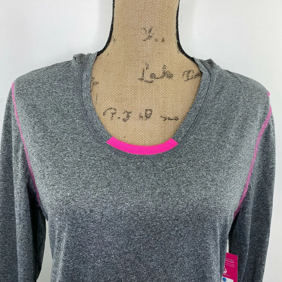 Sport Essentials Para Mujer Talla M Carbón Rosa Neón Manga Larga Sudadera con Capucha Bolsillo NUEVO Foto 2 de 4