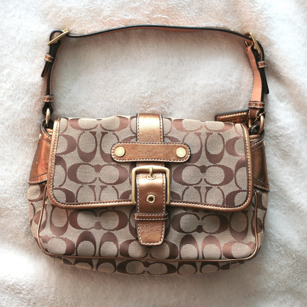バッグ coach one shoulder brown signature 8K01 Coach 8K01 Beige Signature C Demi Shoulder Bag – Rediscover