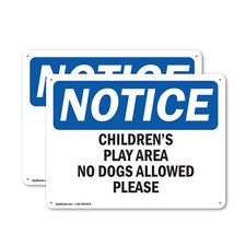  2 Pack Children'S Play Area No Dogs Allowed Please OSHA Notice Sign Decal