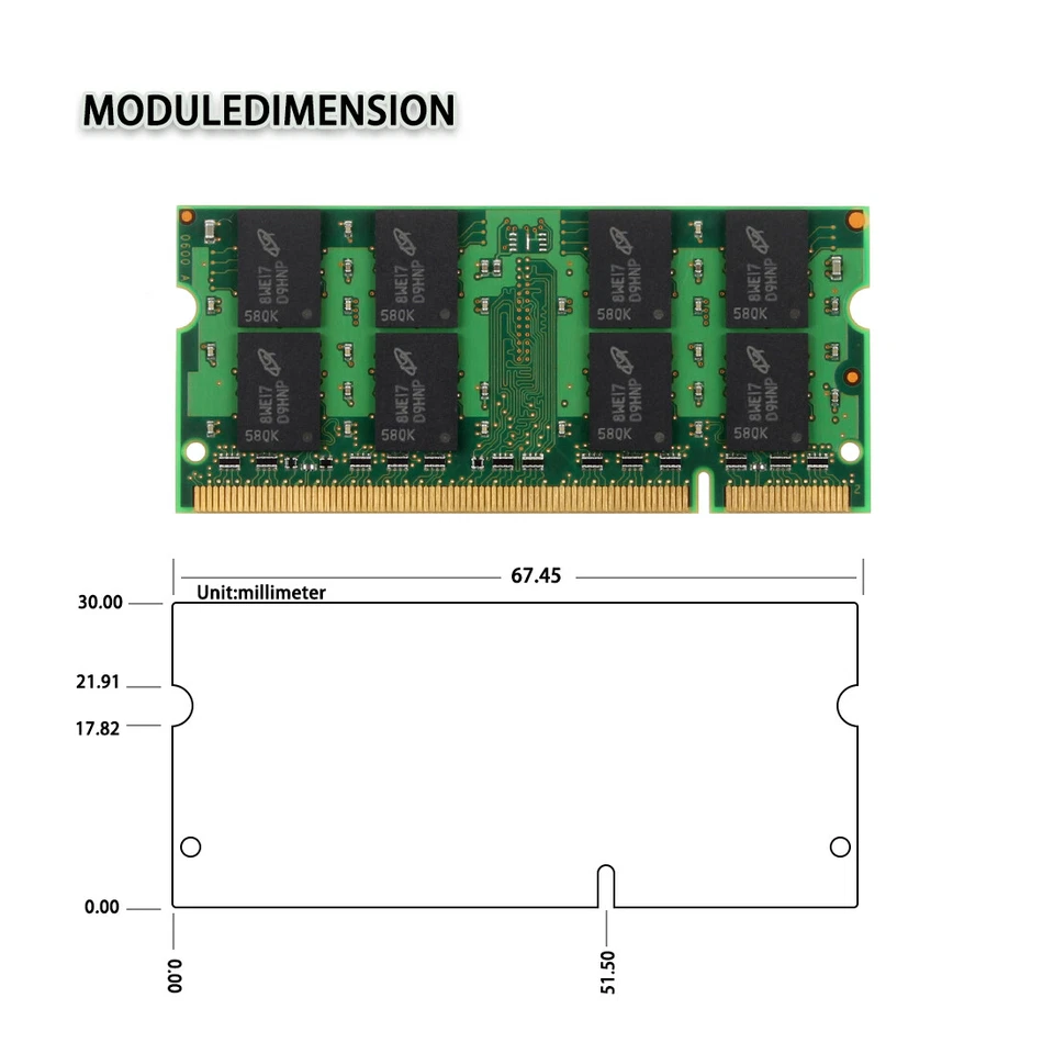 Crucial 4GB 2X 2GB PC2-5300S DDR2 667Mhz 200Pin 1.8V SODIMM Laptop Memory RAM* - Image 2 of 4