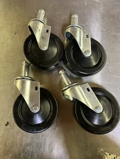 5DRPS  5" Wire Post Stem Swivel Caster for Metro Shelves, Rubber Wheel Set of 4