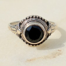 BLACK ONYX NATURAL GEMSTONE 925 STERLING SILVER HANDMADE JEWELRY RING 3 TO 12