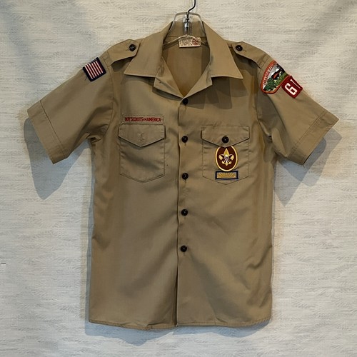 Boy Scouts Uniform Shirt Youth Size 16 BSA Scout Khaki Short Sleeve With Patches - Picture 2 of 8