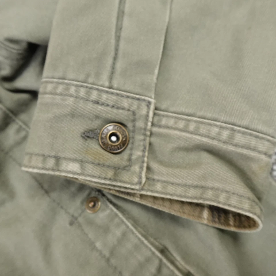 VTG Plugg Jeans Jacket Mens XL Green Flannel Lined Chore Work Coat Grunge Y2K - Image 3 of 4