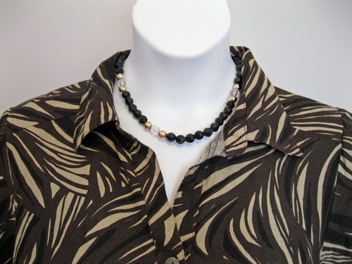 Zebra Print Shirt Plus Size 1X 16W 18W Blouse Linen Rayon EAST 5Th Brown Top - Picture 2 of 8
