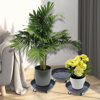 3 Packs Plant Caddy with Wheels 14.17'' Iron Rolling Plant Stands Plant Dolly NEW