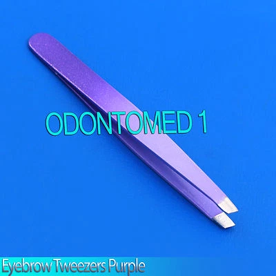 ODM New 3.5" Eyebrow Tweezers Slanted Precision Tip - Purple - Solid Classic Design