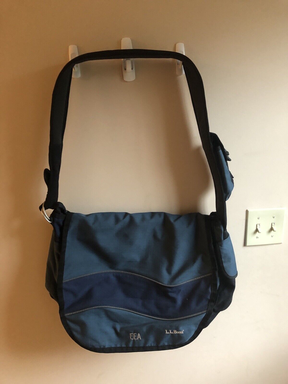 LL Bean Blue Nylon Laptop Computer Messenger Bag Carry On | eBay