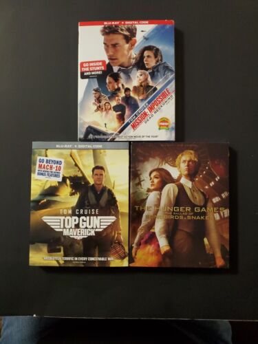 3 MOVIE BLU-RAY LOT, MISSION IMPOSSIBLE DEAD RECKONING, TOP GUN MAVERICK, - Picture 1 of 2