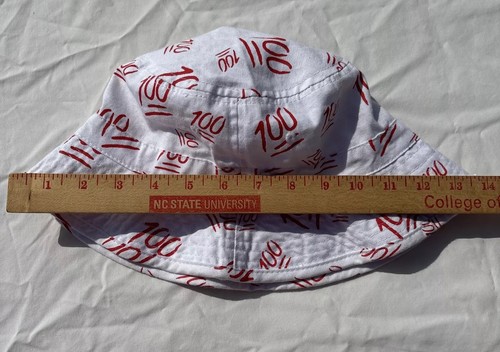 City Hunter USA Bucket Hat Unisex One Size White With Red 100s All Over - Picture 6 of 8