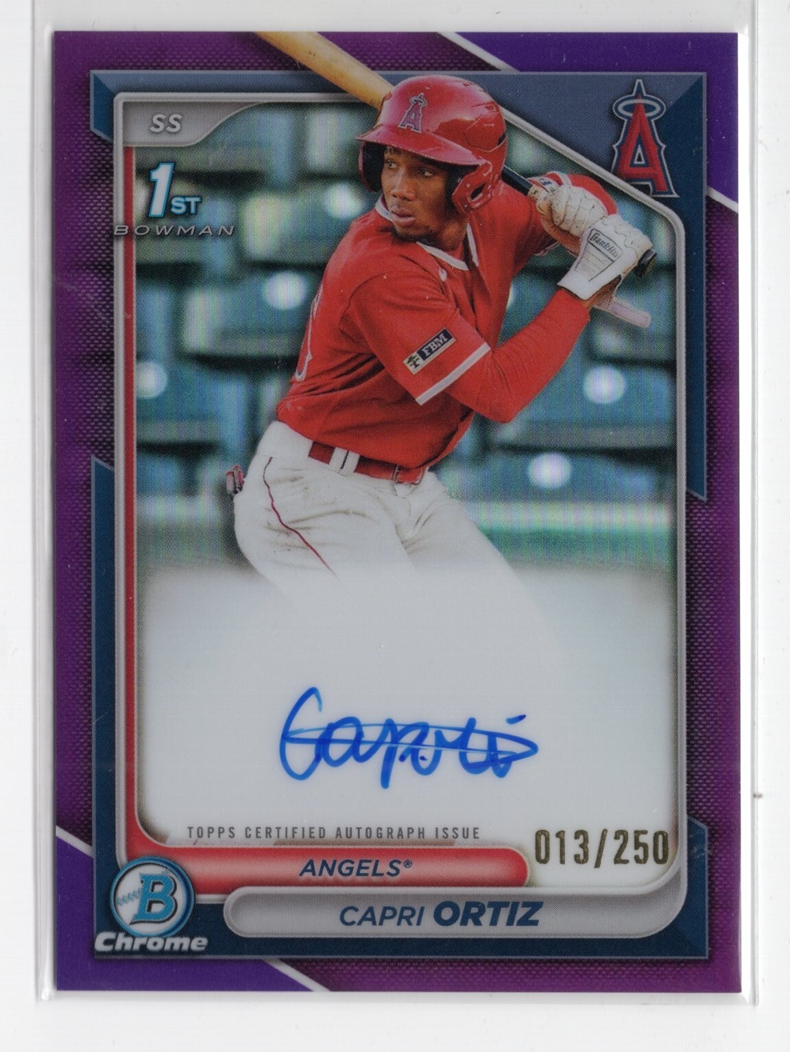 2024 Bowman Chrome Capri Ortiz 1st Prospect Purple Ref AUTO #013/250 (JV)