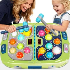 2-Player Whack Game Mole - Toys for Age 3-12 Kids,2 Hammers,3 Modes with Soun...