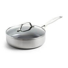 GreenPan Geneva Pfanne 24 cm 2,6 l mit Deckel Edelstahl Kochgeschirr K&uuml;che