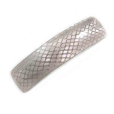 Silbergrau Schlangenmuster Acryl Quadrat Haarspange/Haarspange in Silberton -