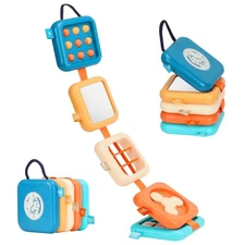 Montessori Busy Board for 1 2 3 Year Old, Sensory Activity Travel Toy Cube