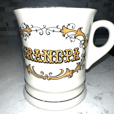 NICE Vtg ''GRANDPA'' Mug Large Coffee Tea Cup Grandfather VERSE Gold Trim Japan