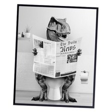 Boys Bathroom Wall Decor - Dino Wall Decor Bathroom Sign - 8"L x 10"W Unframed