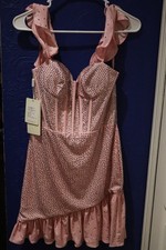 BRAND NEW Pink Homecoming Dress Sparkling Ruffled Straps w/Glitter Crystals