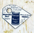 VINTAGE MORTON'S SALT PAN SCRAPER PORCELAIN GASOLINE STATION PUMP GAS OIL SIGN
