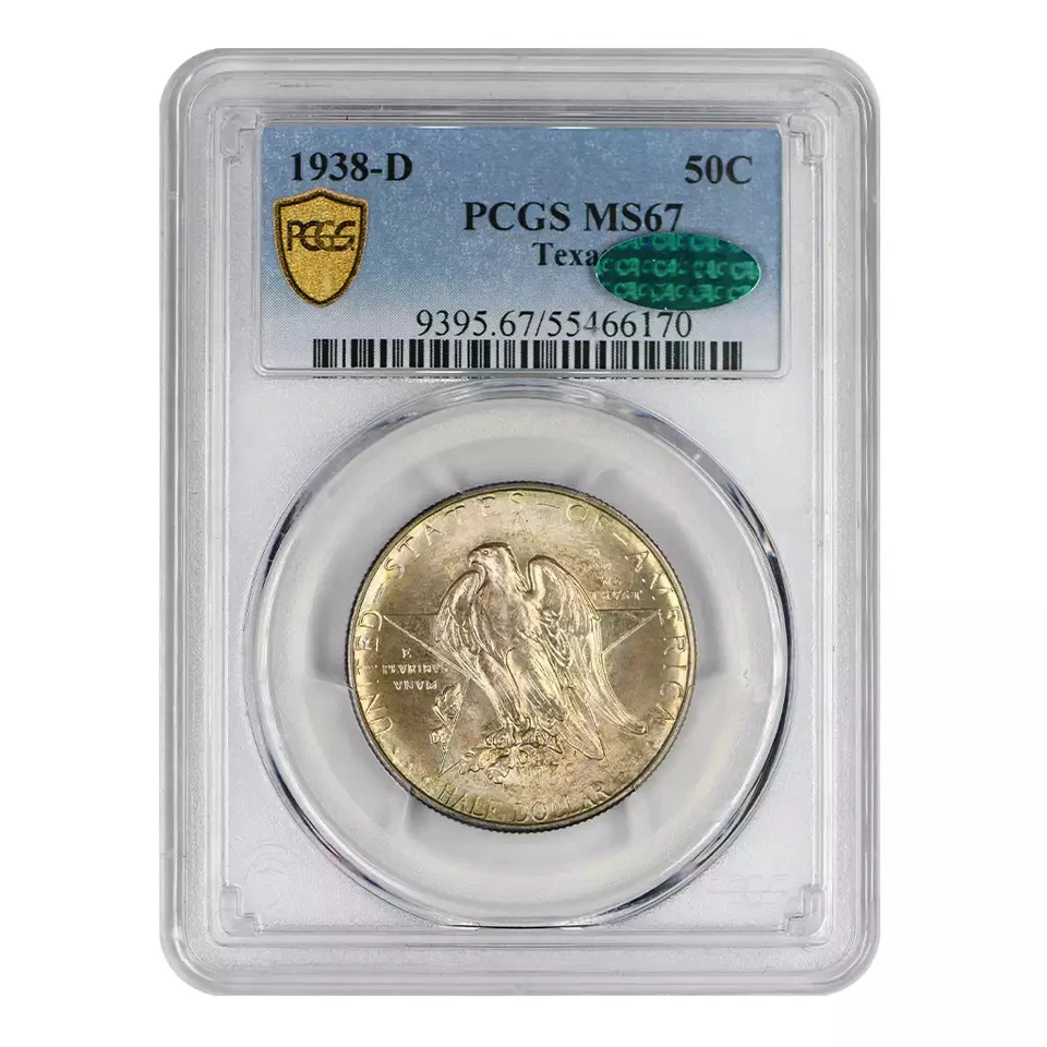 1938-D Texas Commemorative Silver Half Dollar PCGS MS-67 CAC - Image 3 of 4