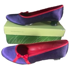 Vintage Grasshoppers Red Hat Society Anna Purple Pumps Slip On Red Bow 8M W/Box