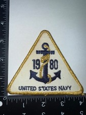 Vintage 1980 United States Navy Triangle Patch Iron On Patch Embroidered
