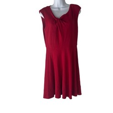 Eliza J Size 10 Red Knit Fit & Flare Midi Dress Party Graduation Career