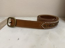 Gap Women  s Cowhide Brown Leather Studded Belt Sz M Boho Western Y2K