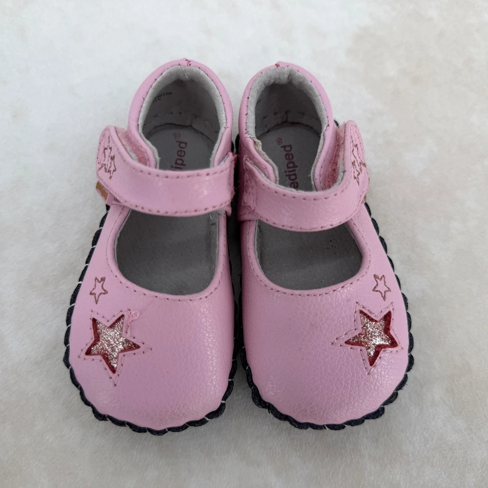 Zapatos de Bebé PEDIPED Originales Rosa Estrella Cuero Talla 6-12 Meses Foto 2 de 4