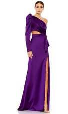 Mac Duggal 49570 Puff Sleeve A-Line One-Shoulder Dress Sz 4 ($398) Purple