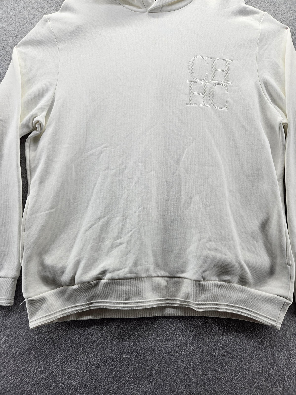 Carolina Herrera Hoodie Sweatshirt Mens 2XL White Pullover CH HC Logo Fleece image 5