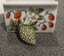 vintage monet lime fruit rhinestone brooch