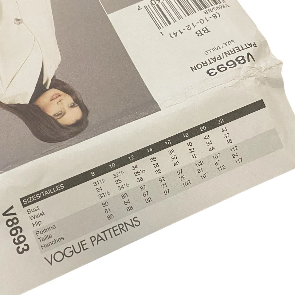 VOGUE 8693 Marcy Tilton SHAWL Collar Jacket SEWING Pattern SIZE 8 10 12 14 UNCUT - Image 4 of 4