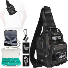 Small Fishing Backpack Waterproof Fly Sling Tackle Bag with Boxes