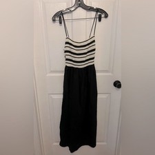 ZARA Women's Black & White Striped Knit Sleeveless Midi Dress Size S