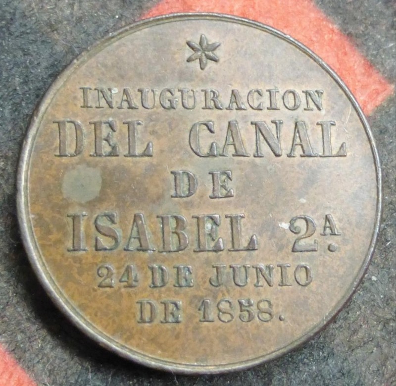 1858 Spain Queen Isabel Proclamation Medal / Token with Luster, XF AU Details