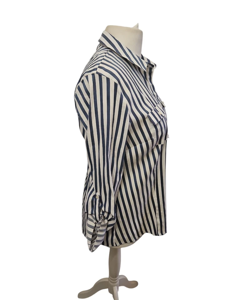 NEXT stripe shirt size 18 long sleeve blouse roll tab - Image 4 of 4