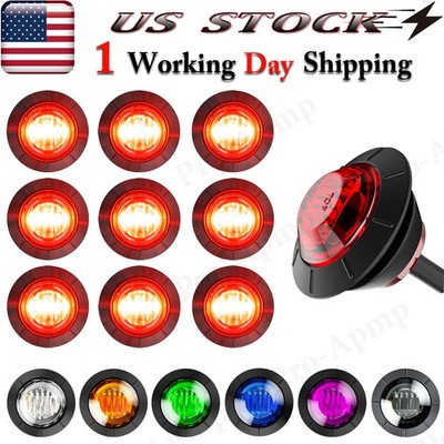 12V Mini LED Marker Light Round Bullet Side Clearance Light for Truck Trailer RV