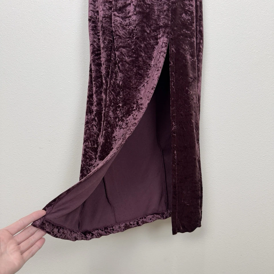 Vestido De Colección Y2K Terciopelo Aplastado Para Mujer Mediano Púrpura Halter Capricho Retro Sirena Foto 4 de 4
