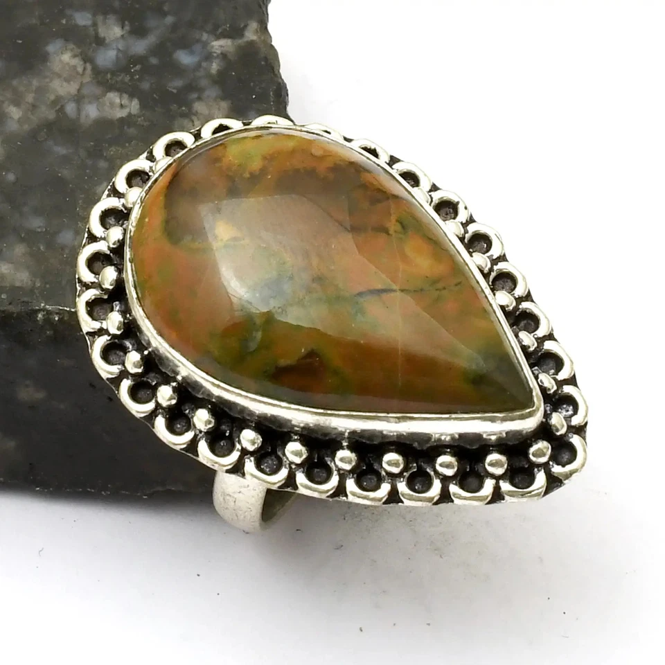 Rhyolith Edelstein ethnischer handgefertigter Ring Schmuck als Geschenk US-Größe - 8,75 AR 33177