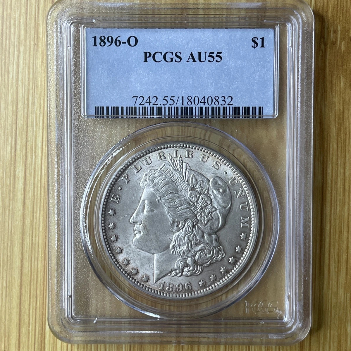PCGS Certified AU 55 Graded 1896 Year Morgan US Dollars (1878-1921