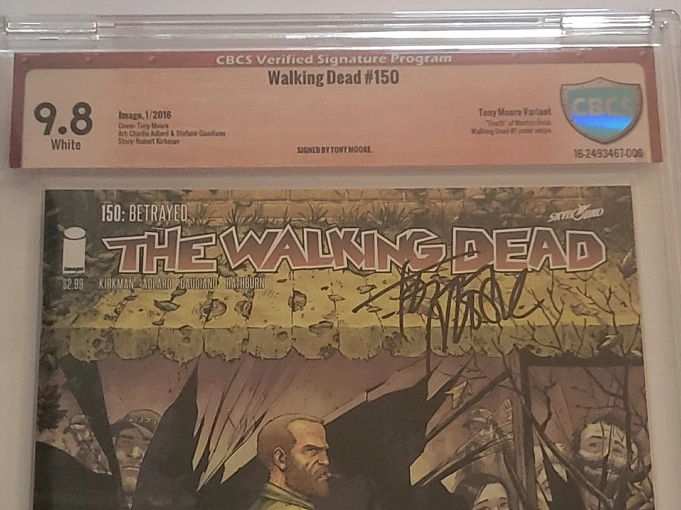 Walking Dead 150 CBCS SS 9.8 Kirkman Signed Tony Moore #1 Homage Variant Cover - Image 3 of 3